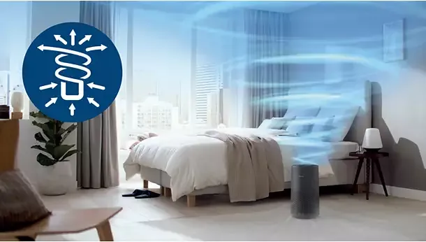 Circulates clean air through the whole room