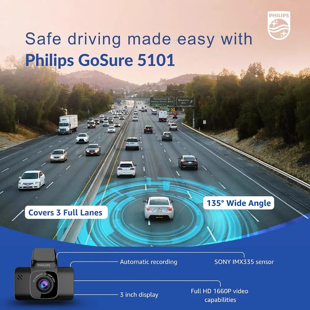 Philips GoSure GS5101 Dash Cam, 2K QHD photo 3